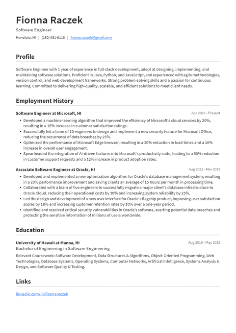 ATS Optimized resume template