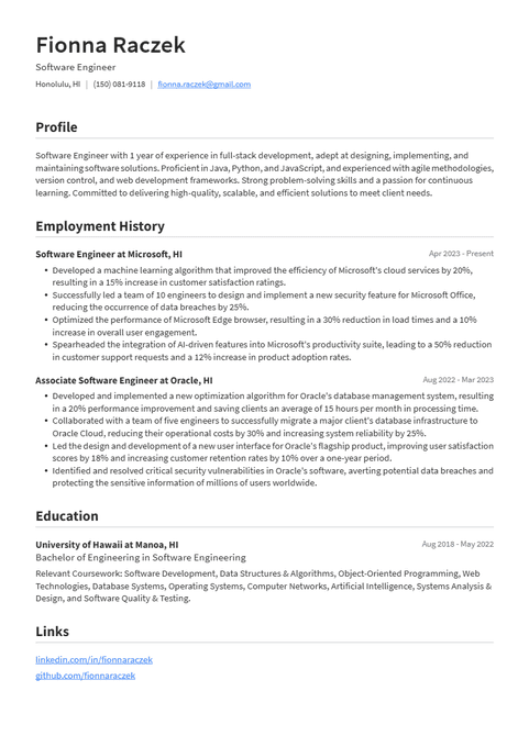 ATS Optimized resume template