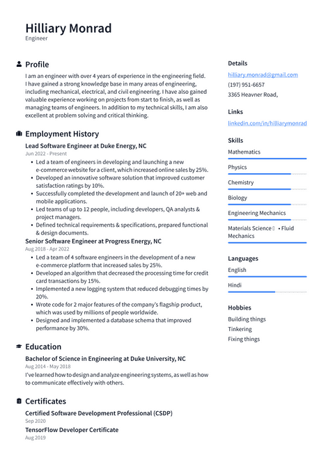 Modern resume template preview